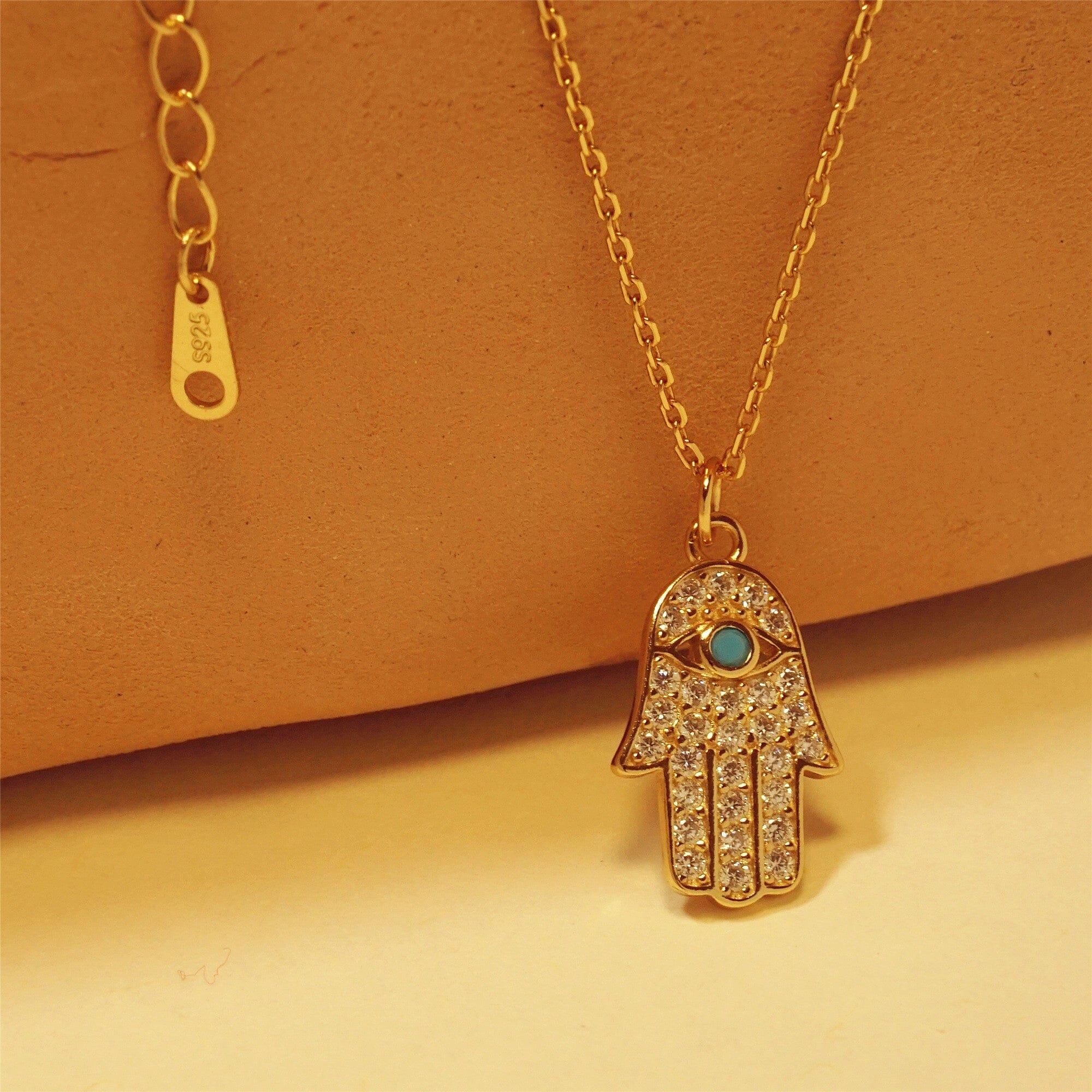 Prosperidad Abundante Collar De Mano Hamsa De Turquesa Y Oro