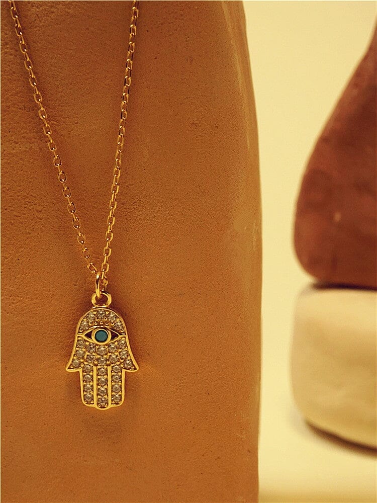 Prosperidad Abundante Collar De Mano Hamsa De Turquesa Y Oro