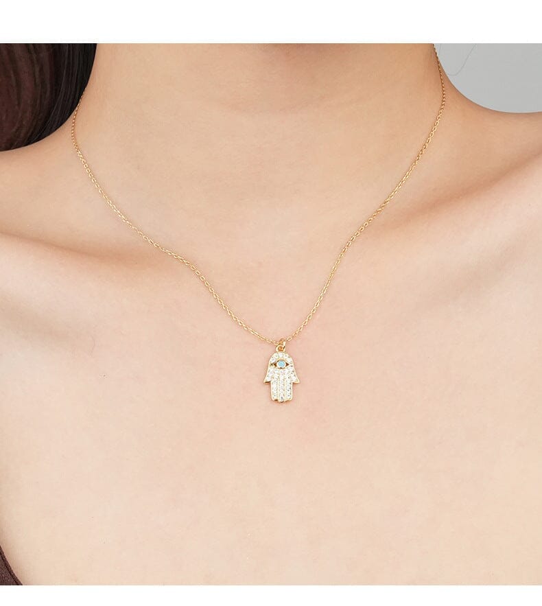 Prosperidad Abundante Collar De Mano Hamsa De Turquesa Y Oro