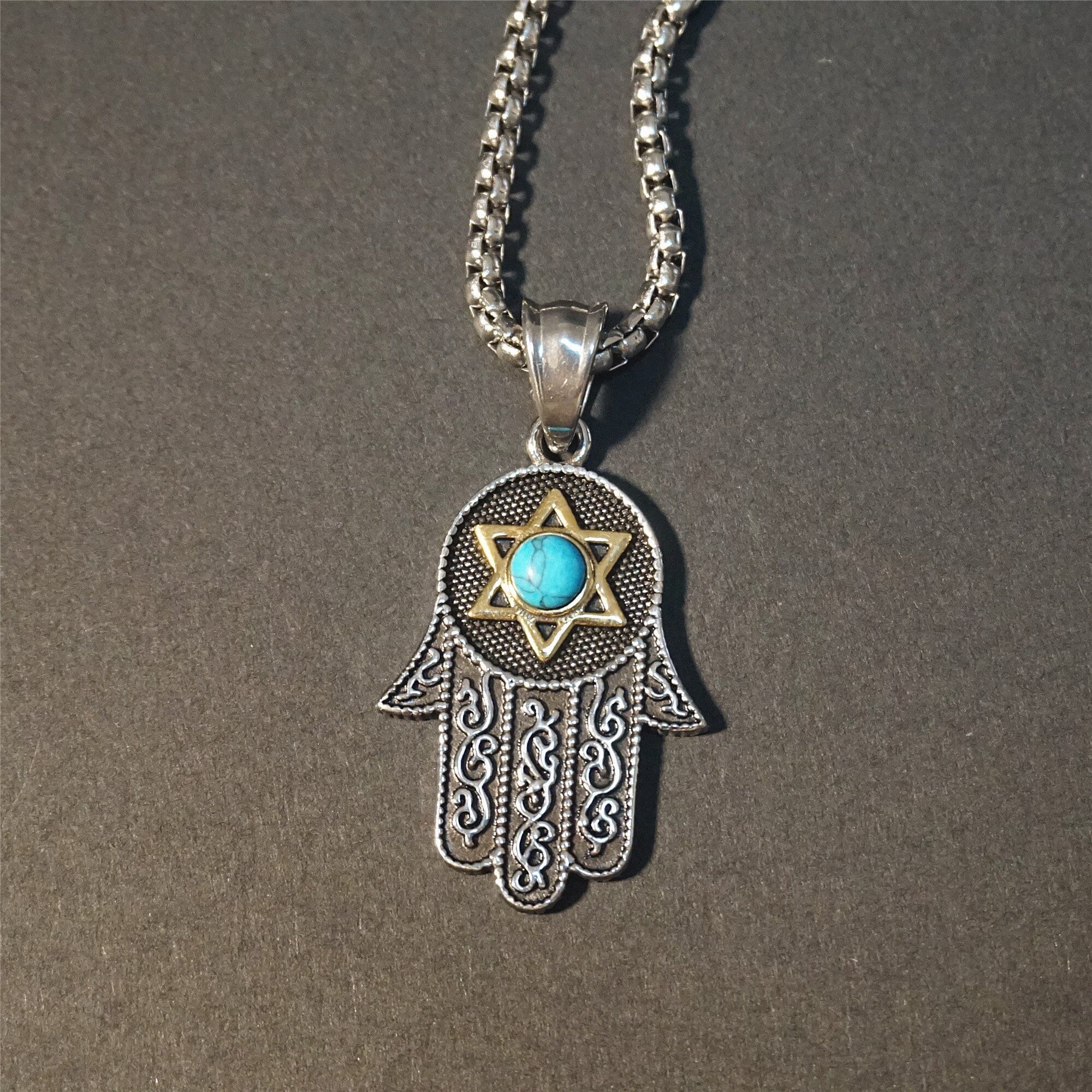 Abundancia PacÍfica Collar De Mano Hamsa De Turquesa