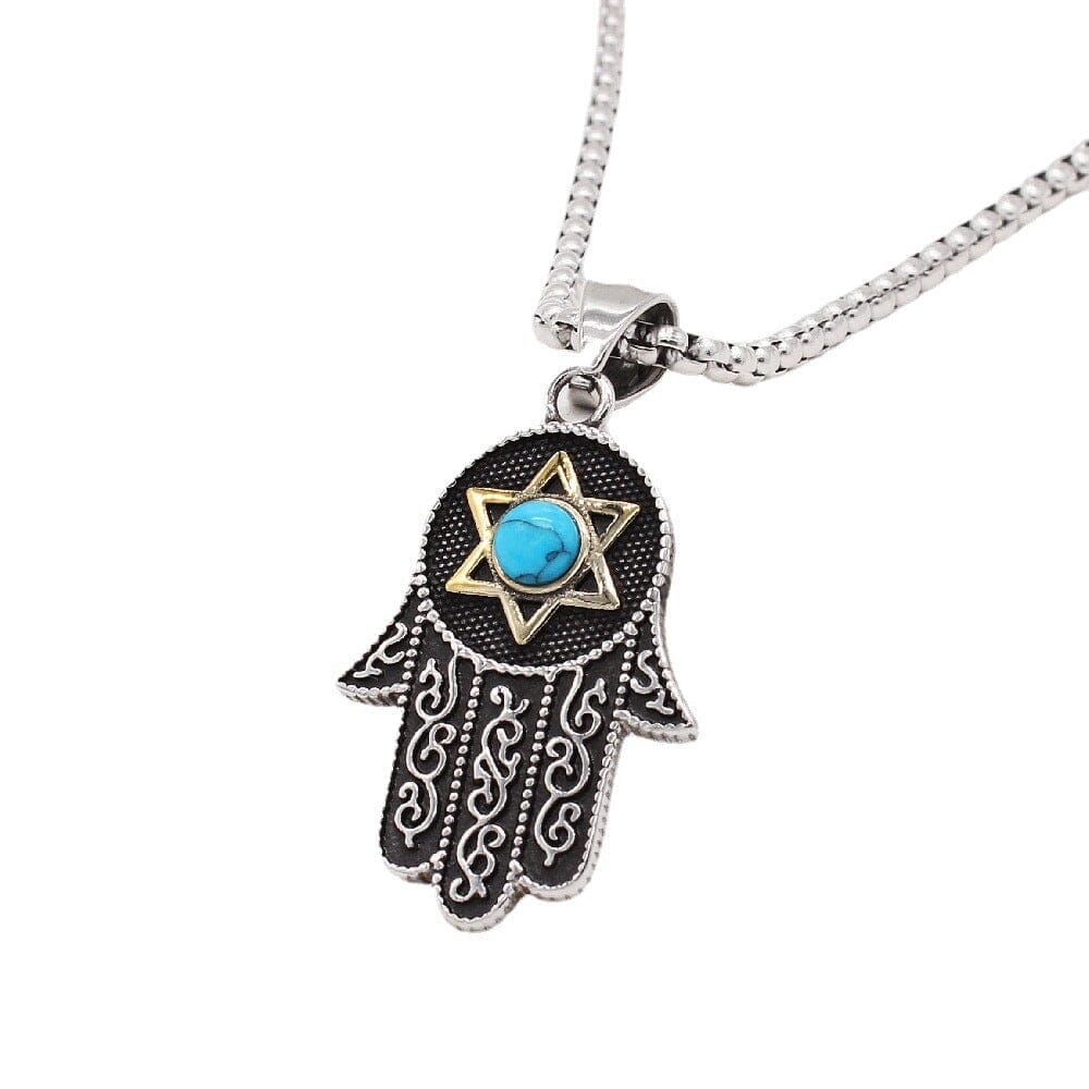 Abundancia PacÍfica Collar De Mano Hamsa De Turquesa