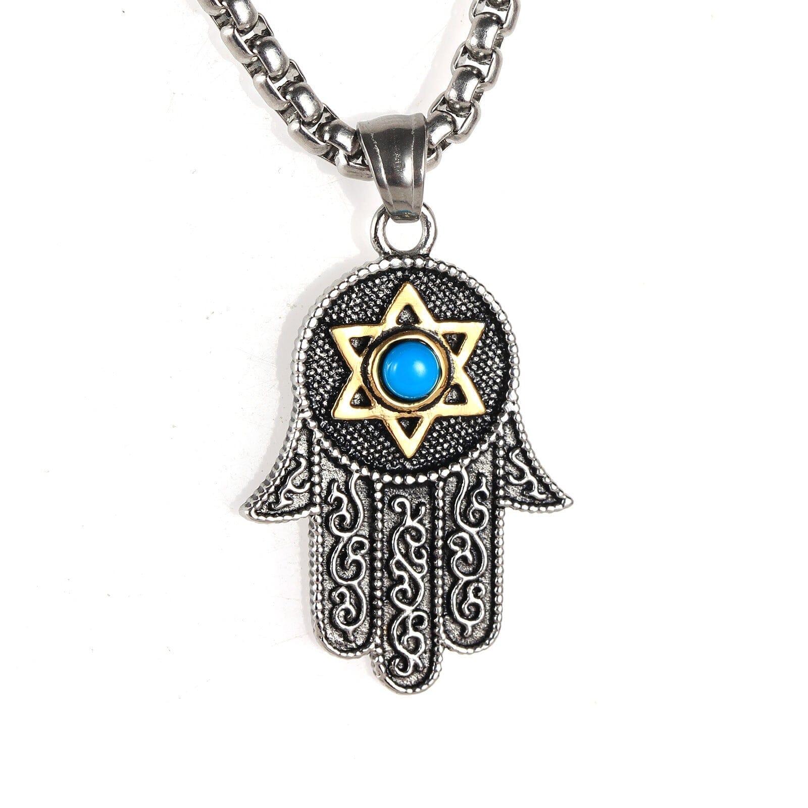 Abundancia PacÍfica Collar De Mano Hamsa De Turquesa