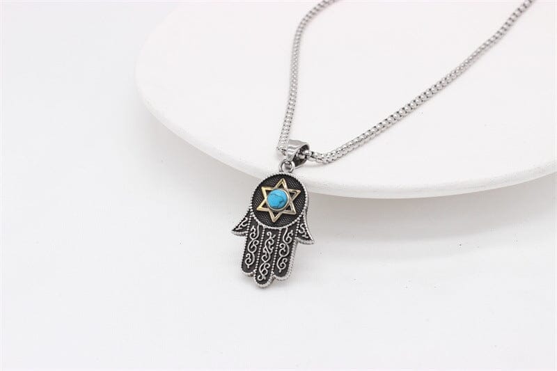 Abundancia PacÍfica Collar De Mano Hamsa De Turquesa