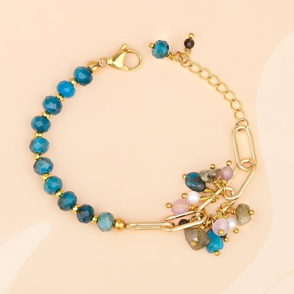 Pulsera con Apatita, Labradorita, Amatista y Perla de Oro Sueños Serenos