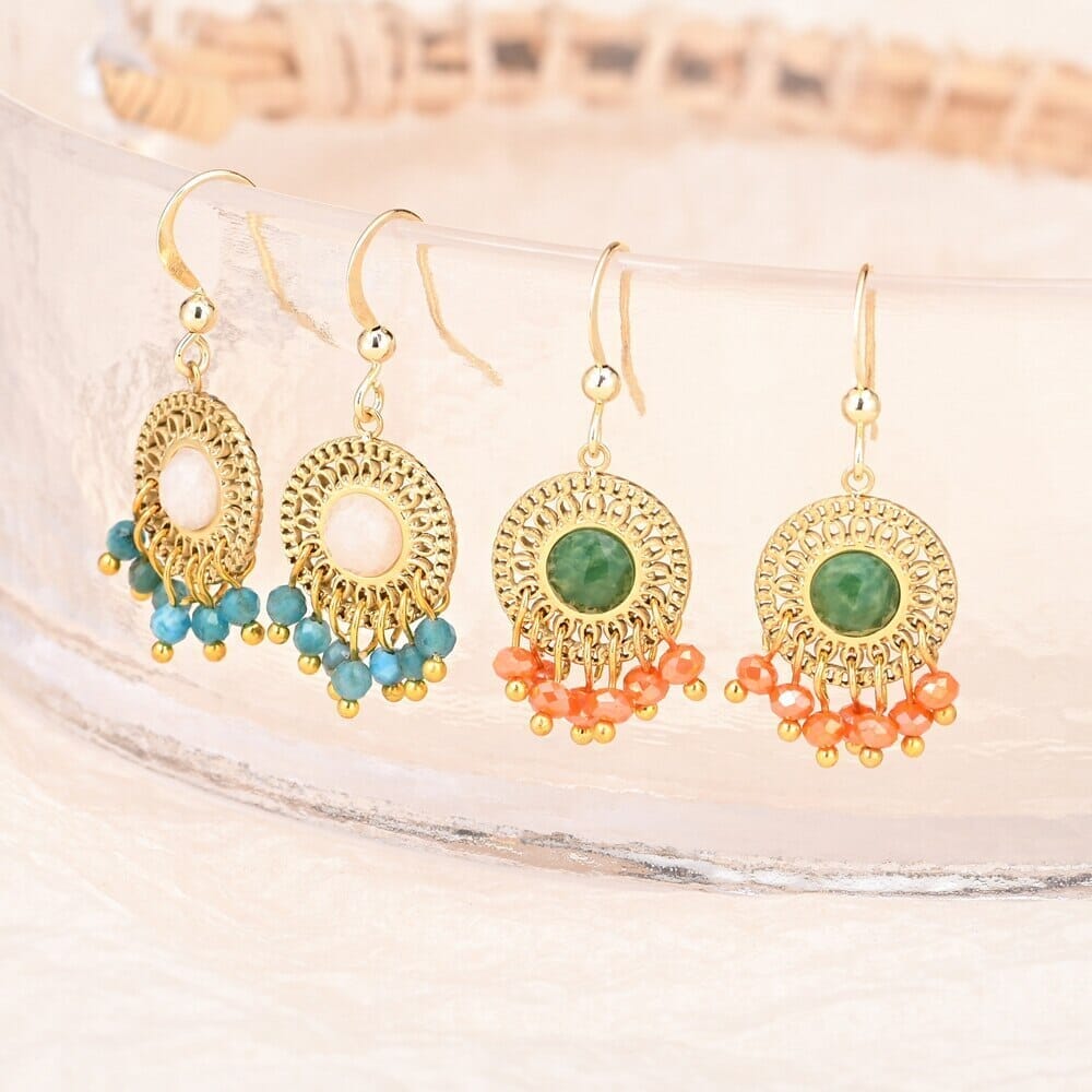 Pendientes Bohemios De Jade Aturdimiento Alegre