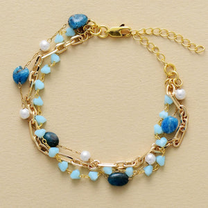 Pulsera de oro Armonía Serena Apatita y Ágata