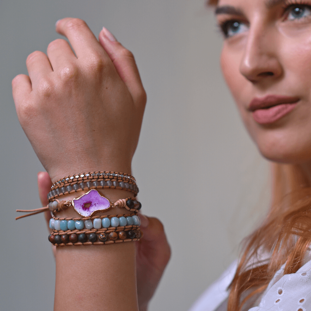 Pulsera De Ónix Y Jaspe Drusy Universo Paralelo