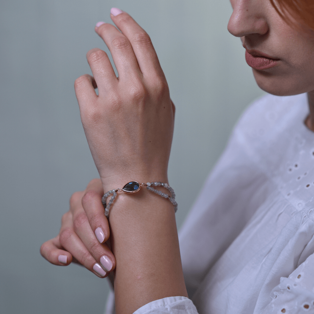 Pulsera  De Labradorita Mica Y Amazonita Tender Love