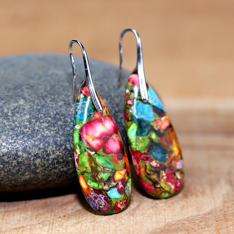 Pendientes Jaspe Imperial  De EnergÍa Radiante