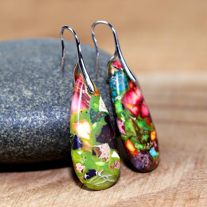 Pendientes Jaspe Imperial  De EnergÍa Radiante