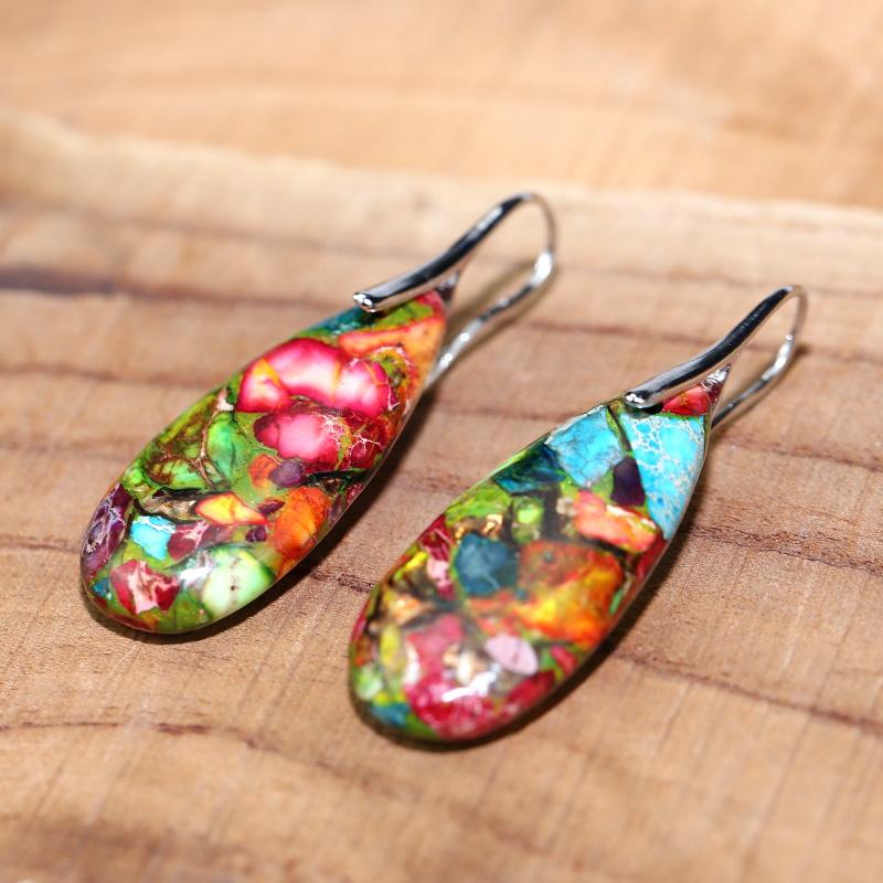 Pendientes Jaspe Imperial  De EnergÍa Radiante