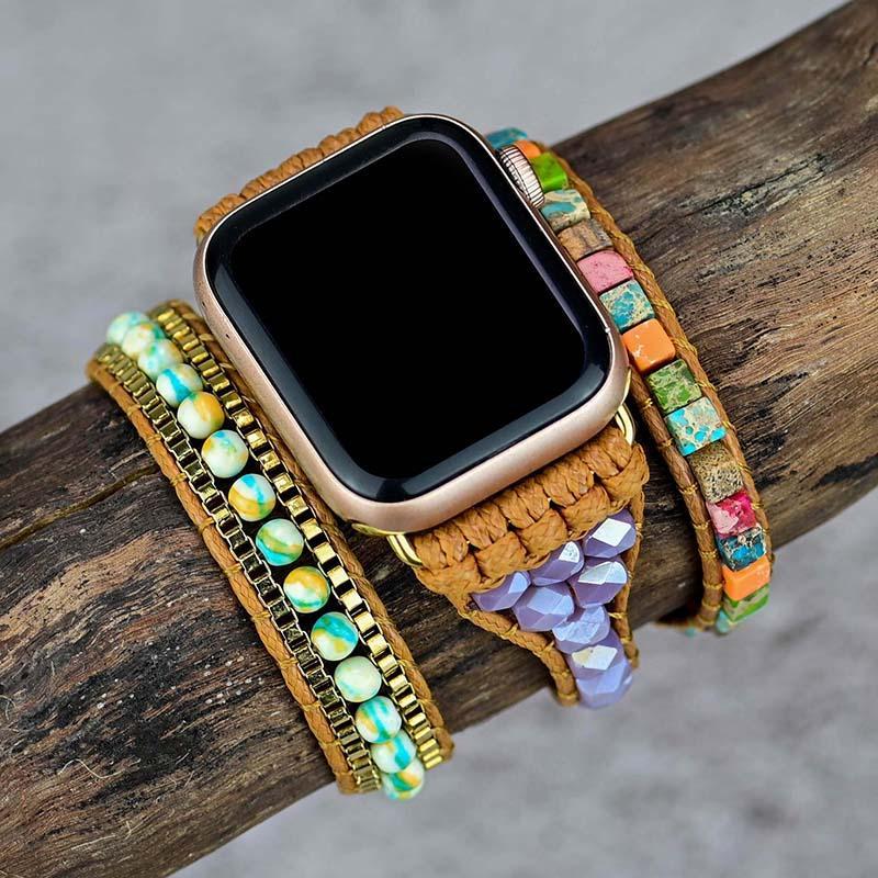 Correa Para Apple Watch De Cuentas Cuadradas Multicolor