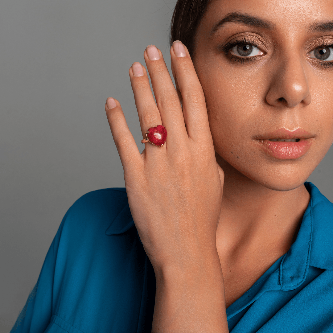 Anillo Preciosas Corazón Curativo De Piedras