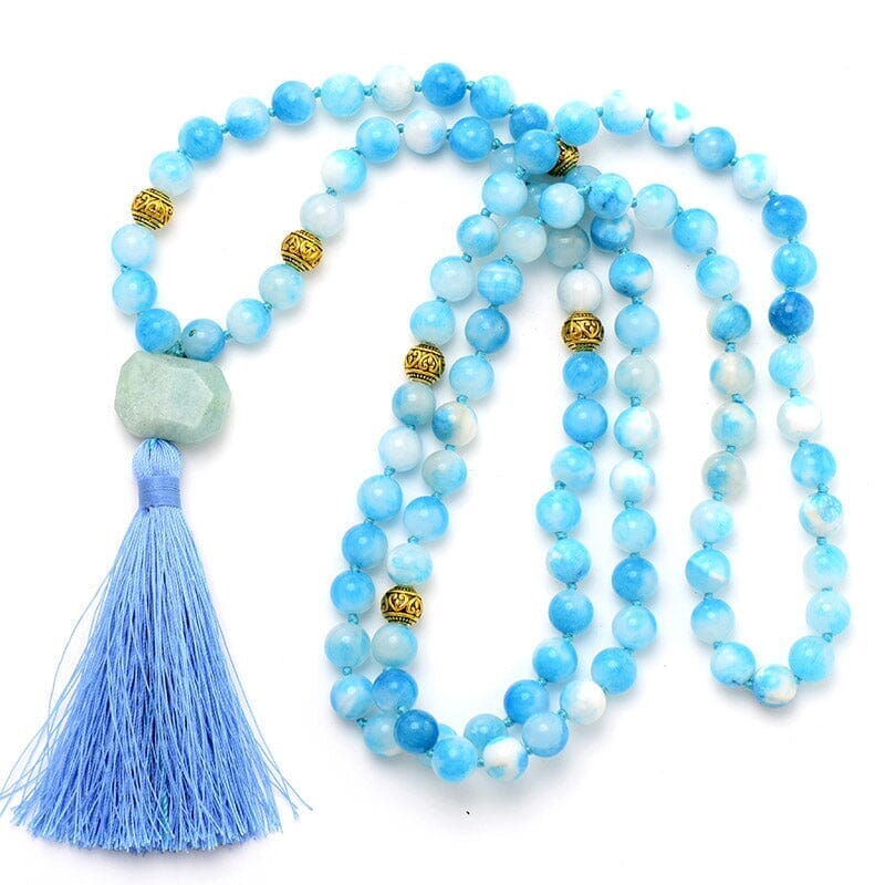 Conjunto De Pulsera Y Collar Mala De Jade Azul