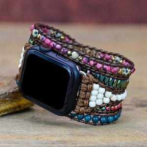 Correa Apple Watch Con Gemas Rosas, Blancas Y Azules