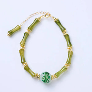 Pulsera de piedras preciosas naturales Bambú Dorado