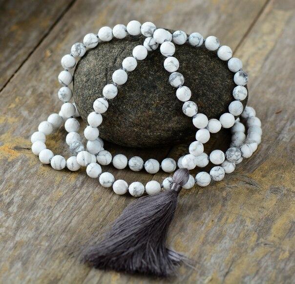 Collar Mala De Howlita "desestres Y Tranquilidad"