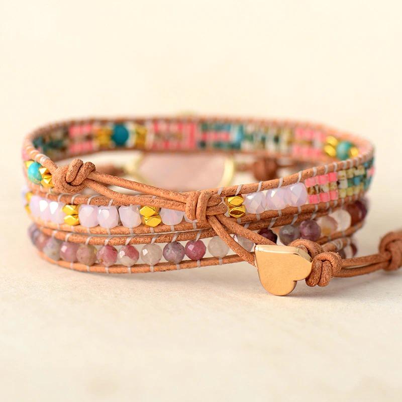 Pulsera De Amor Incondicional De Cuarzo Amatista Y Rosa