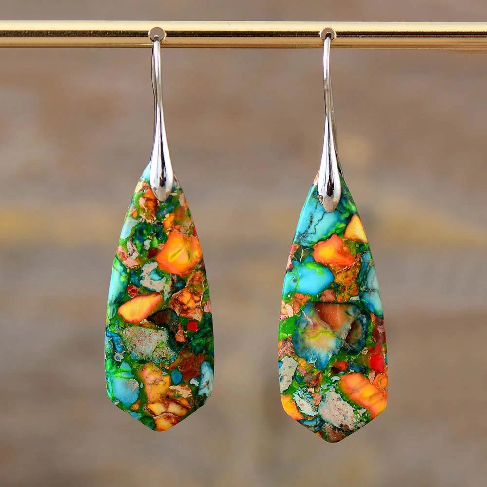 Pendientes Bohemios De Jaspe Nutritivo Supremo