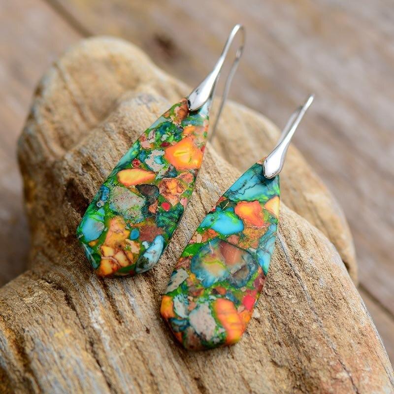 Pendientes Bohemios De Jaspe Nutritivo Supremo