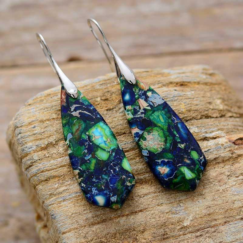 Pendientes Bohemios De Jaspe Nutritivo Supremo