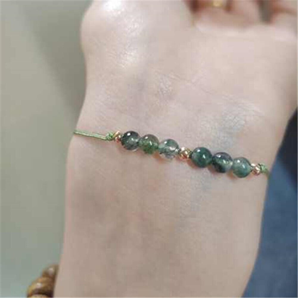 Felicidad De Ágata Verde Y Prehnita Conmovedora Pulsera