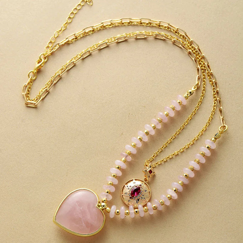 Colección de Collares Armonía de Elementos Turquesa y Cuarzo Rosa