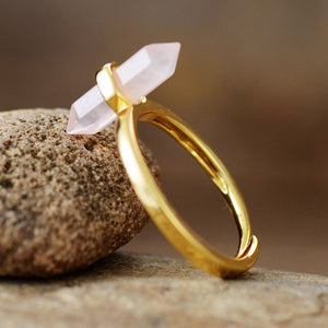 Anillo De Rock Suave Amatista Ónix Y Cuarzo Rosa