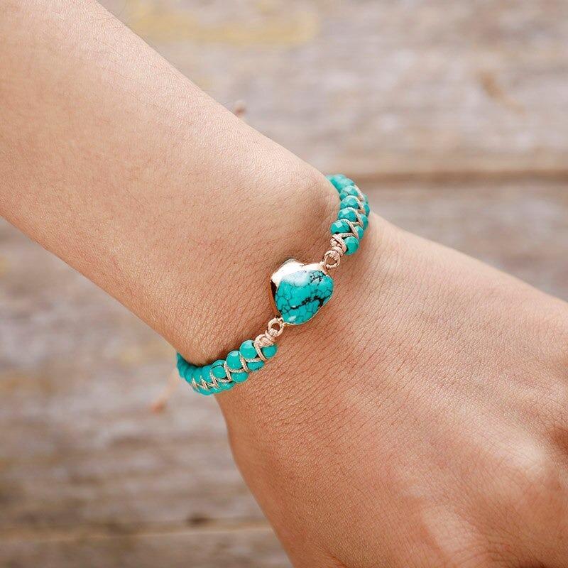 Pulsera Mala De Turquesa Con Dainty Charms