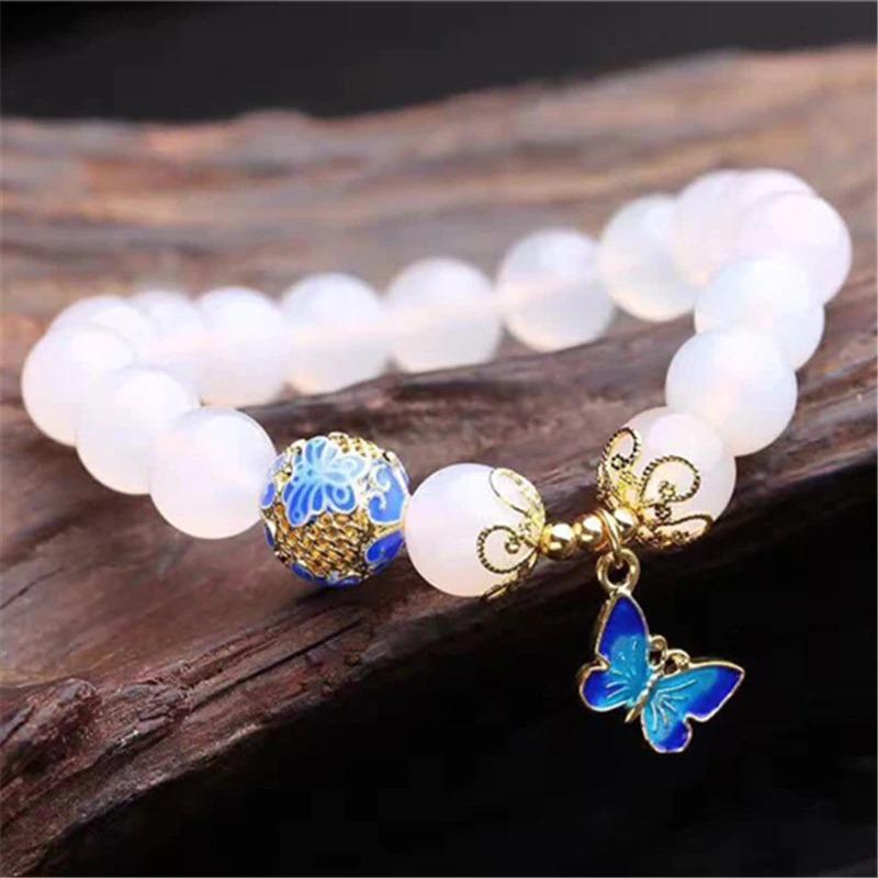 Pulsera Esplendor De Ágata Blanca Lady Mariposa