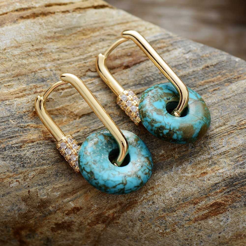 Pendientes Geométricos De Turquesa Sueños Azules