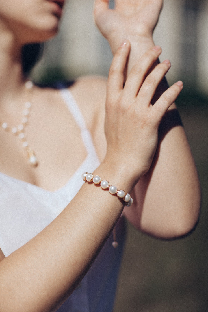 Pulsera Lujo Y Elegancia  De Perlas De Agua Dulce