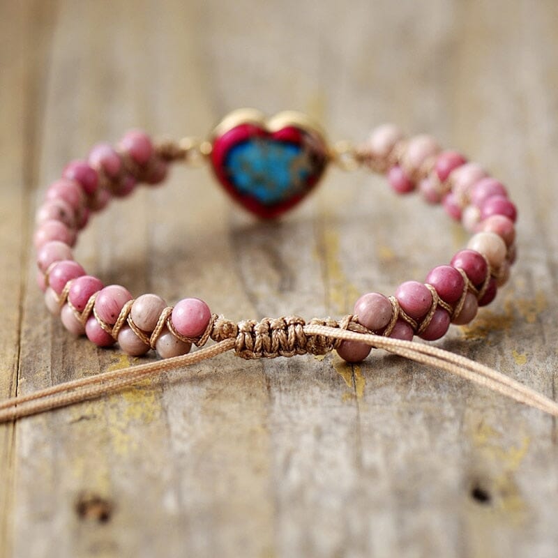 Pulsera Trenzada Amatista Enamorado , Rodonita O Jaspe