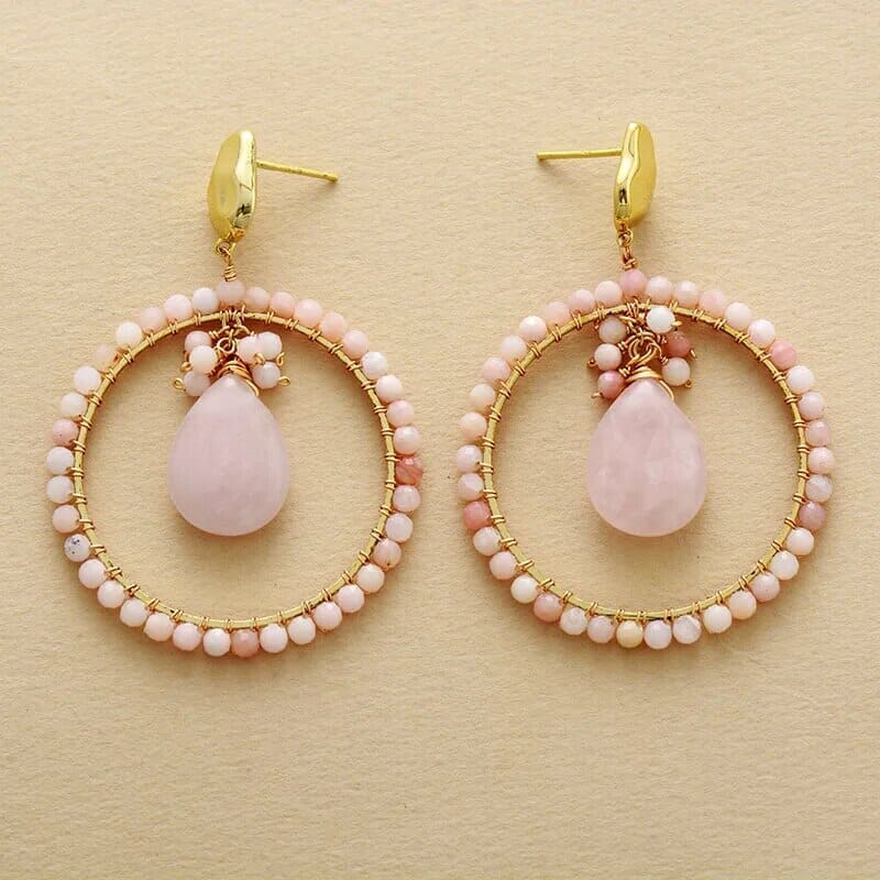 Pendientes Harmonious Love De Amazonita Y Cuarzo Rosa