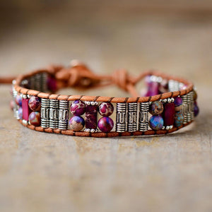 "pulsera De Tubo Con Cuentas De Jaspe "estÍmulo De La Vida"