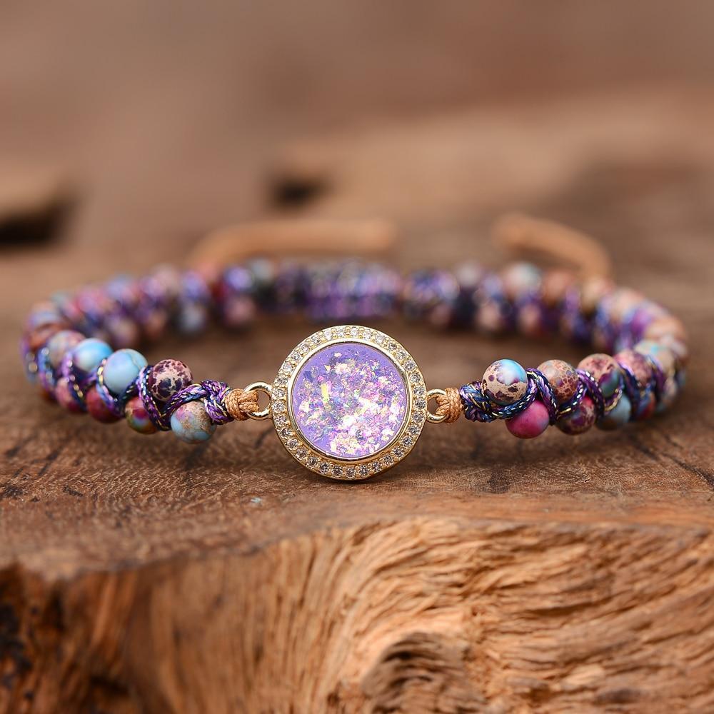 Pulsera De Amistad Trenzada De Ópalo Violeta