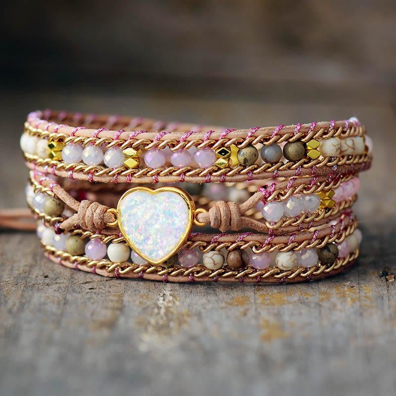 Pulsera Delicada De CorazÓn De Ópalo