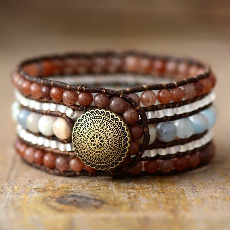 Pulsera Bohemia De Cuero De Jaspe