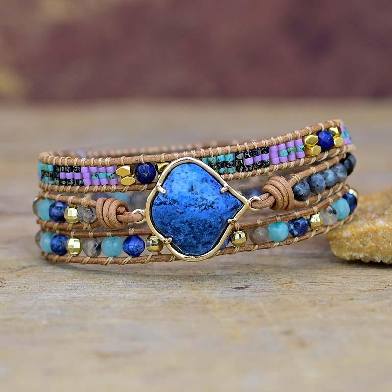 Pulsera De Piedra De Venas Azules De CuraciÓn EnergÉtica