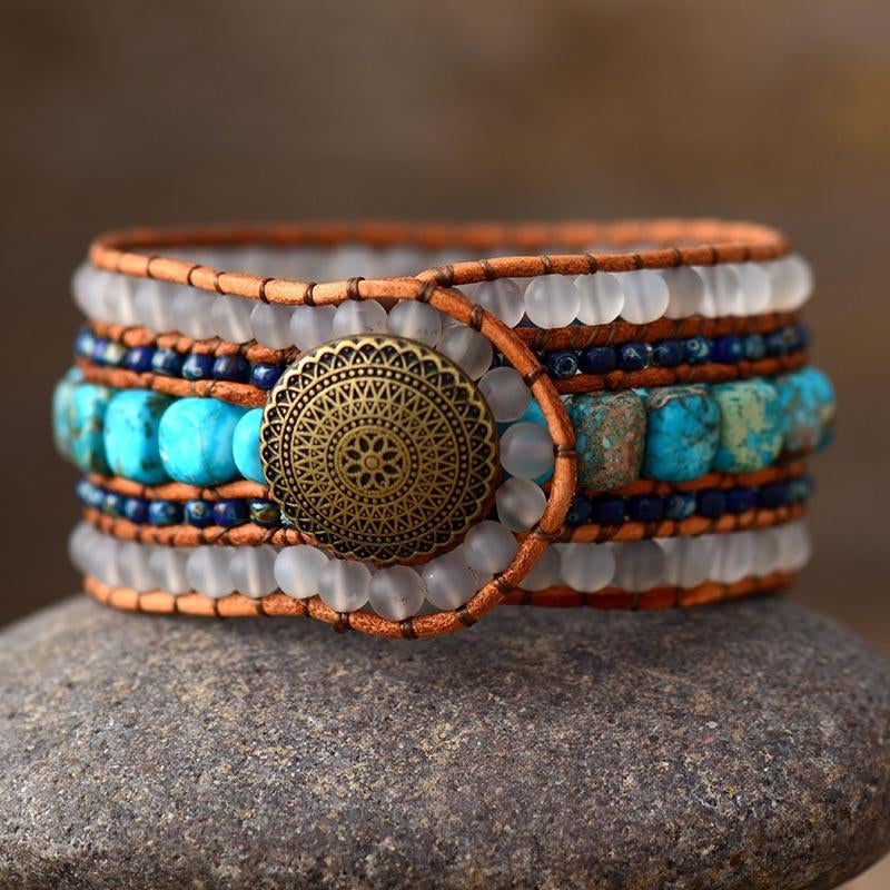 Pulsera Multicapa De Jaspe OceÁnico
