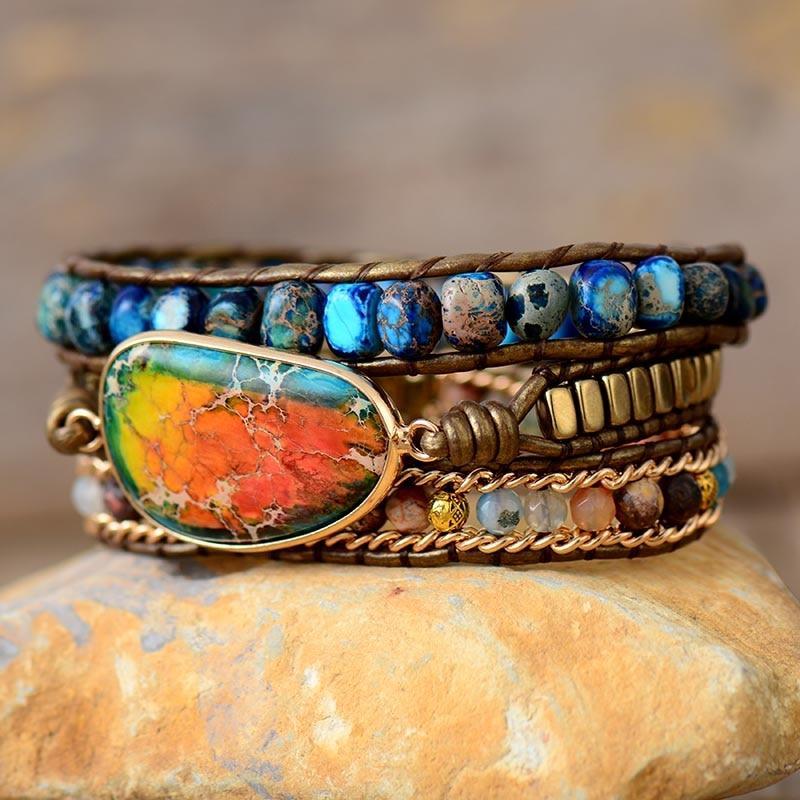 Pulsera Envolvente De Jaspe Curativo Y Fortalecedor