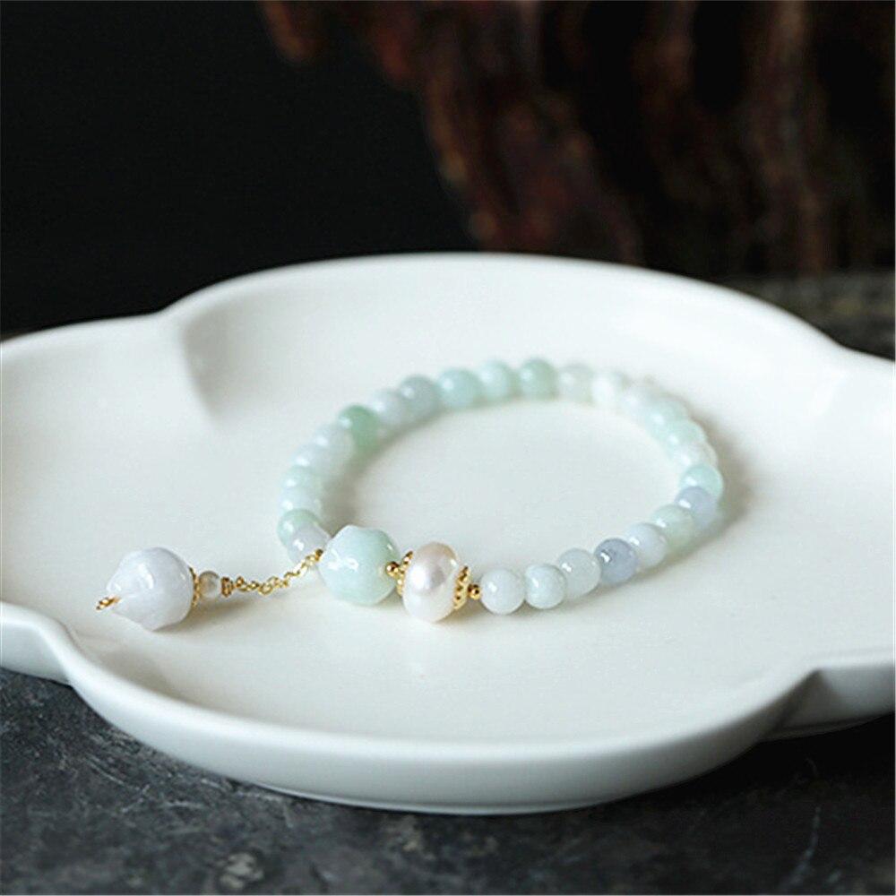 Pulsera De Jade Pastel Y Perlas De Agua Dulce