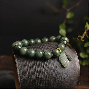 Pulsera Feng-shui De Jade  Con Amuleto Pixiu