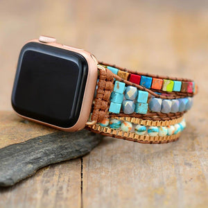 Correa De Jaspe Cuadrado Vibrante Para Apple Watch