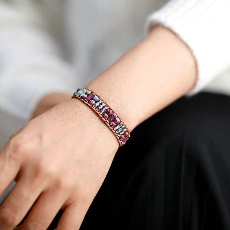 "pulsera De Tubo Con Cuentas De Jaspe "estÍmulo De La Vida"