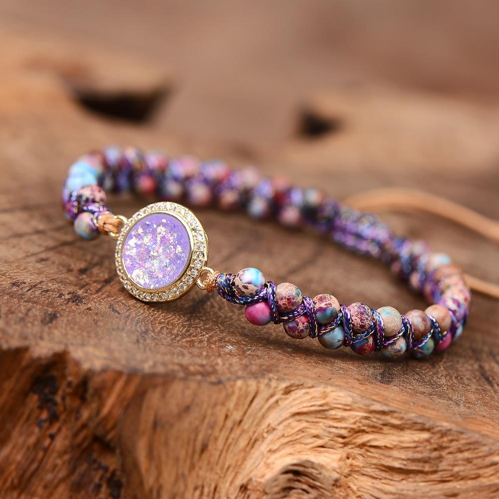 Pulsera De Amistad Trenzada De Ópalo Violeta