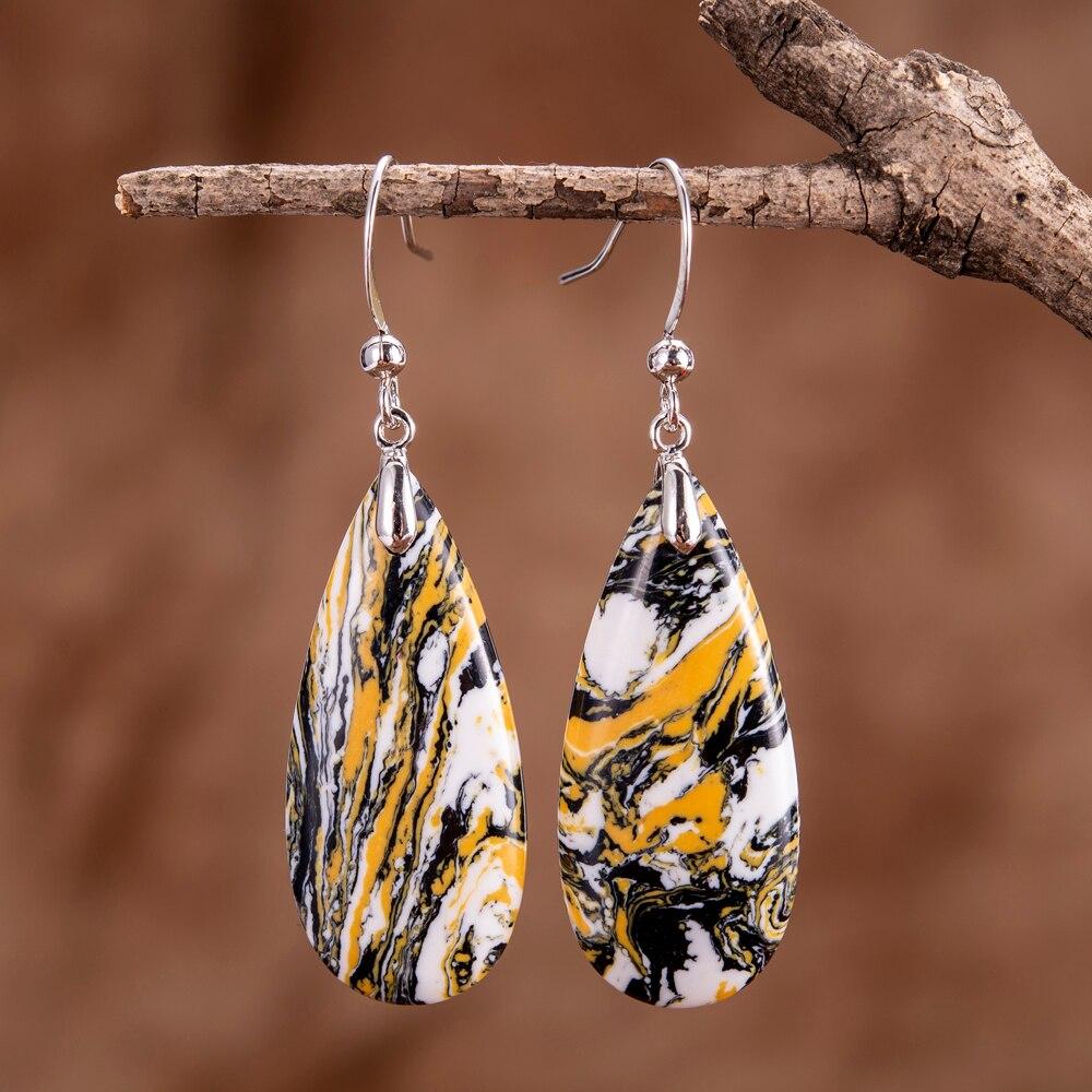 Pendientes De LÁgrima De Colores Flotantes Negro Y Ocre