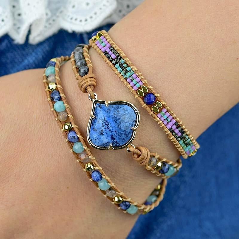 Pulsera De Piedra De Venas Azules De CuraciÓn EnergÉtica