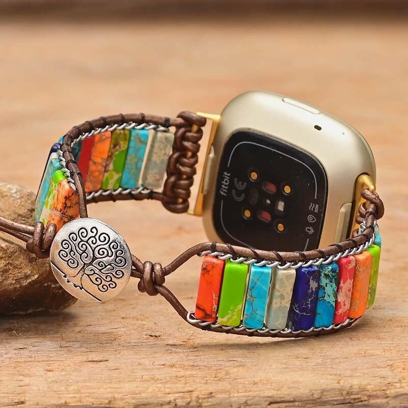 Correa De Reloj Fitbit Con Piedra Emperador Para Equilibrar Los Chakras