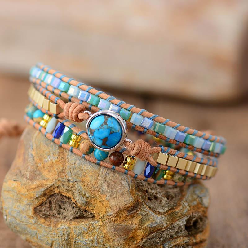 Pulsera Envolvente De Turquesa Ojo Protector